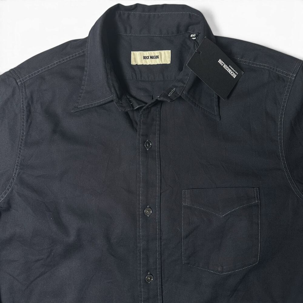 Buck Mason Draped Twill One Pocket Shirt Mens Size M Ironwood Black NWT - Picture 2 of 6